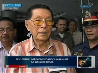 Saksi: Kampo ni Sen. Enrile, humiling ng hospital detention