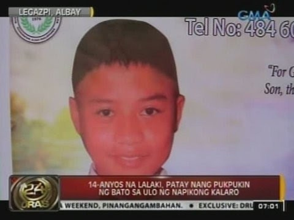 24Oras: 14-anyos na lalaki, patay nang pukpukin ng bato sa ulo ng napikong kalaro