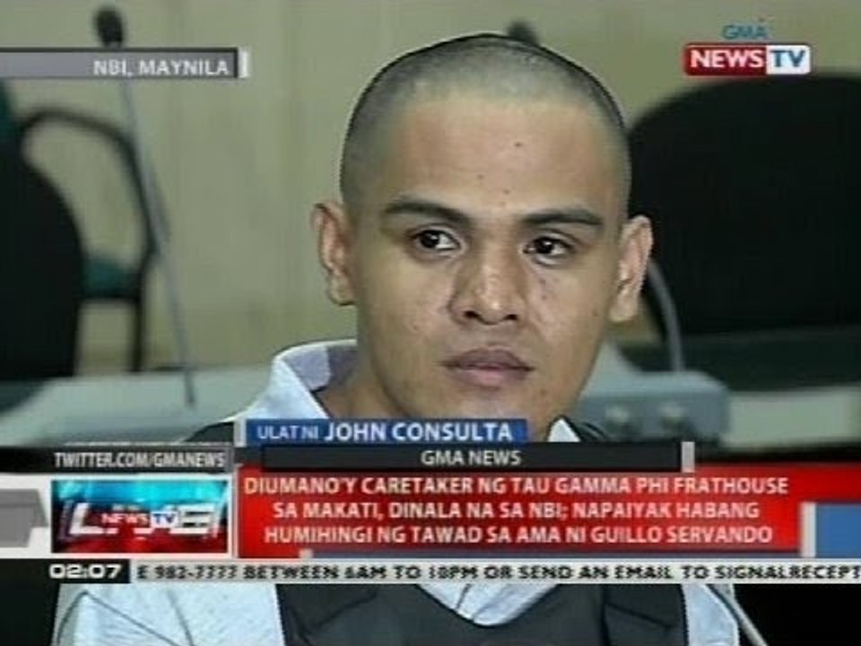 NTVL: Diumano'y caretaker ng Tau Gamma Phi frat house sa Makati, dinala na sa NBI