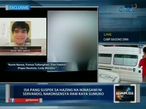 Saksi: Isa pang suspek sa hazing na ikinasawi ni Servando, nakonsensya raw kaya sumuko