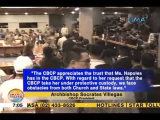 UB: Hiling ni Napoles na maisailalim siya sa kustodiya ng CBCP, tinanggihan