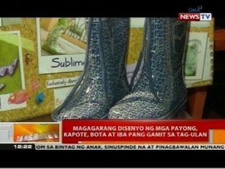 Magagarang disenyo ng mga payong, kapote, bota at iba pang gamit sa tag-ulan