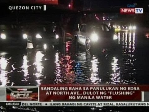 QRT: Sandaling baha sa panulukan ng Edsa at North Ave., dulot ng 'flushing' ng Manila water