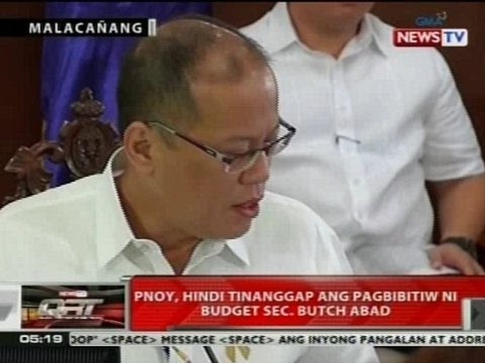 QRT: PNoy, hindi tinanggap ang pagbibitiw ni DBM Sec. Abad