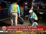 UB: Ilang bahagi ng EDSA at North Ave., binaha dahil sa flushing ng Manila Water