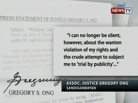 BT: Associate justice Gregory Ong, itinangging inirekomenda na siyang alisin sa pwesto