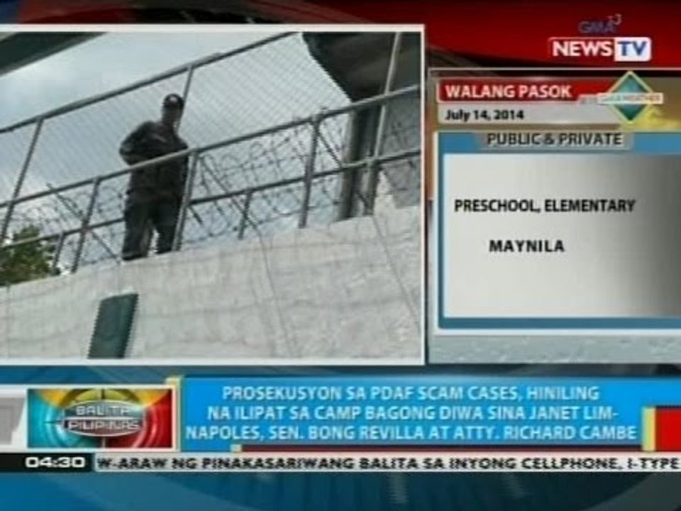 Prosekusyon sa PDAF scam cases, hiniling na ilipat sa Camp bagong diwa sina Napoles, Revilla, Cambe