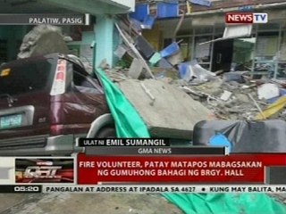 Fire volunteer, patay matapos mabagsakan ng gumuhong bahagi ng brgy. hall