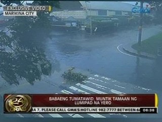 24 Oras: Babaeng tumatawid, muntik tamaan ng lumipad na yero