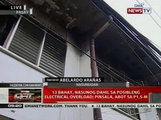 QRT: 13 bahay, nasunog dahil sa posibleng electrical overload