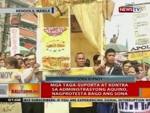 Mga taga-suporta at kontra sa administrasyong Aquino, nagprotesta bago ang SONA