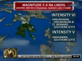 24Oras: Southern Leyte, niyanig ng Magnitude 5.4 na lindol