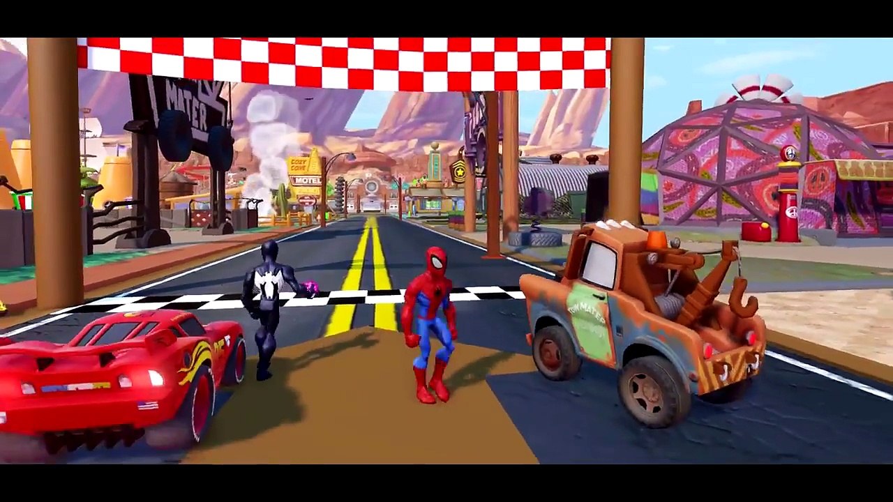 автомобили дисней 2 Молния МакКуин Mater и человек-паук Песни для детей с действием потешки