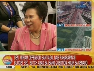 UB: Miriam, nais paharapin si Sec. Abad sa isang question hour sa Senado