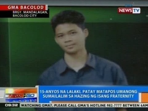 NTG: 15 anyos na lalaki, patay matapos umanong sumailalim sa hazing sa Bacolod City