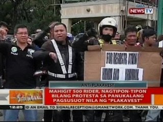 Mahigit 500 rider, nagtipon-tipon bilang protesta sa panukalang pagsuot nila ng 'plakavest'
