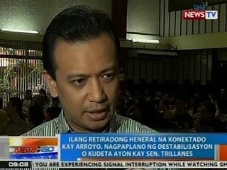 NTG: Trillanes: Ilang retiradong heneral na konektado kay CGMA, nagpaplano ng kudeta