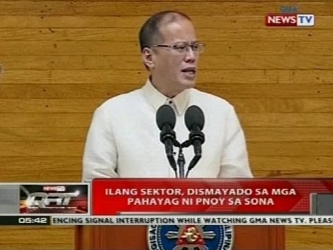 QRT: Ilang sektor, dismayado sa mga pahayag ni PNoy sa SONA