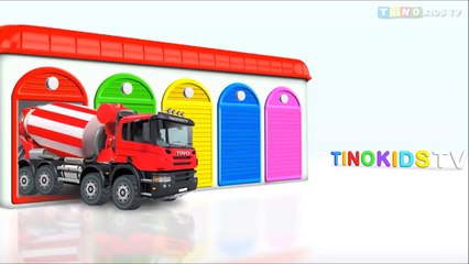 Learn Colors with Cement Trucks for Kids & Color Garage - Videos for Children3D video Kid