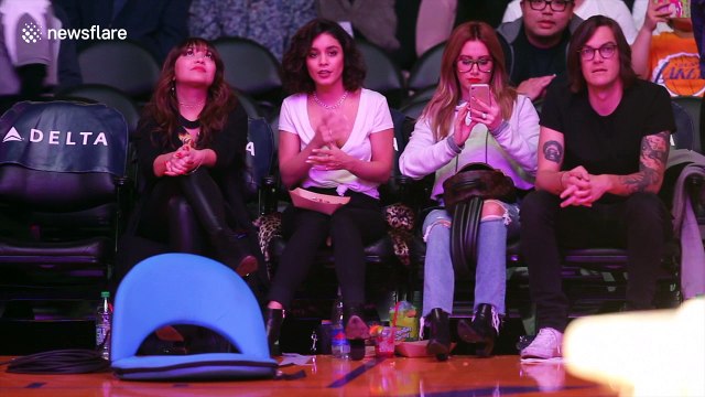 Vanessa Hudgens and Ashley Tisdale at basketball match