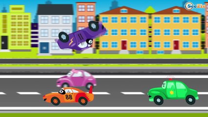 The Police Car & Racing Car Pursuit - The Big Race in the City of Cars Cartoons for Children