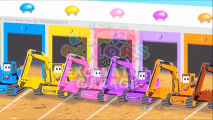 Learn Colors with Excavator for Kids & Color Garage Animation   Videos for Children