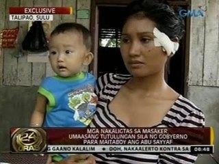 24Oras: Mga nakaligtas sa masaker, umaasang tutulungan sila ng gobyerno para maitaboy ang Abu Sayyaf
