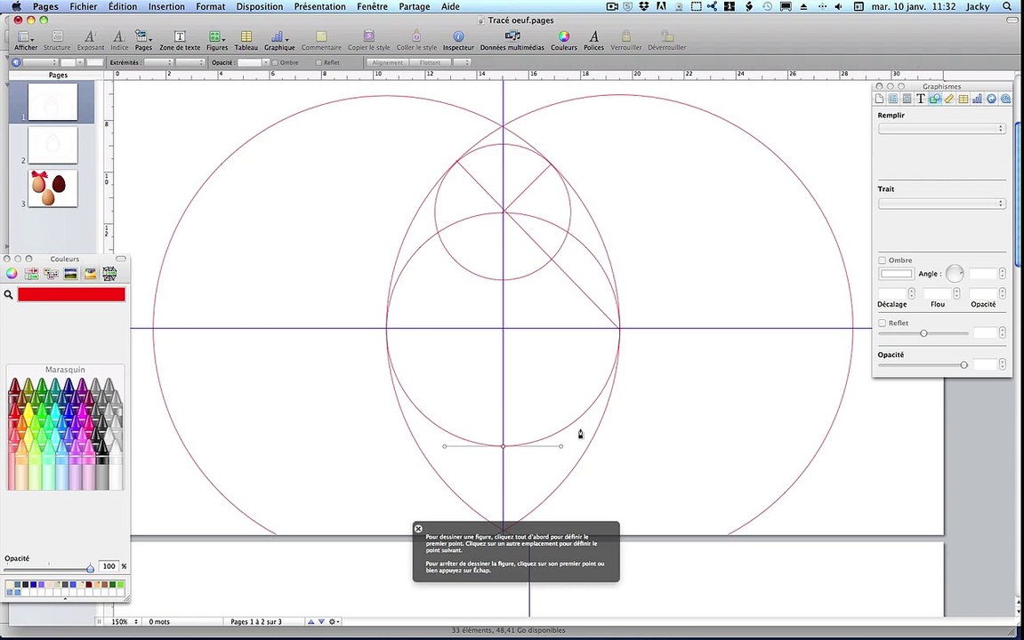Tutoriel iWork Dessiner Oeuf de Paques arc de cercles et courbes Bézier