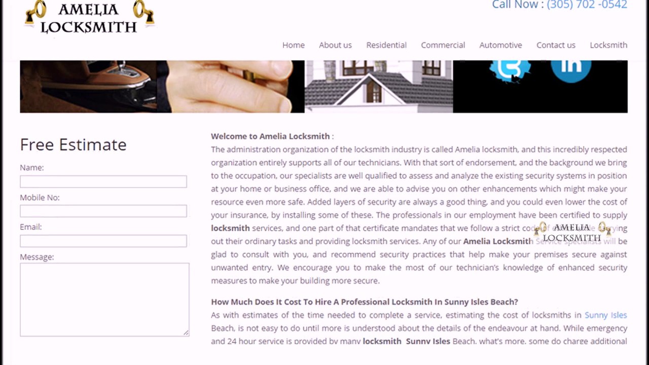 Amelia Locksmith Sunny Isles Beach | Call Now (305) 702-0542