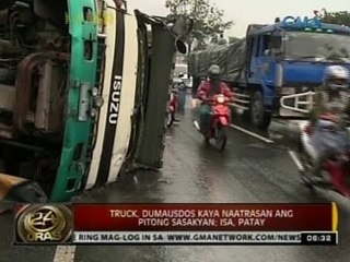 24Oras: Truck, dumausdos kaya naatrasan ang pitong sasakyan; isa, patay