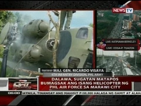 Dalawa, sugatan matapos bumagsak ang isang helicopter ng Phl Air Force sa Marawi City