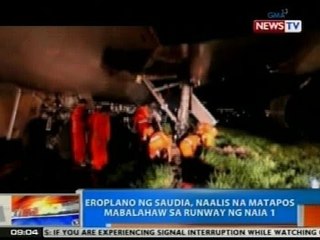 NTG: Eroplano ng Saudi Airlines, naalis na matapos mabalahaw sa runway ng NAIA 1