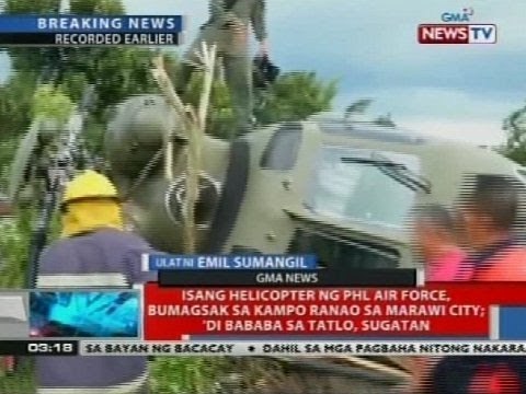 Huey helicopter ng Phl Air Force, bumagsak sa Kampo Ranao sa Marawi City
