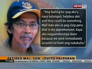 BT: Palparan, iginiit na wala siyang kinalaman sa pagdukot sa 2 UP students