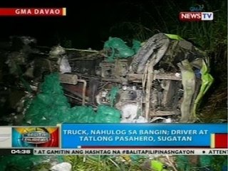 BP: Truck, nahulog sa bangin sa Davao City; driver at 3 pasahero, sugatan