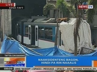 NTG: Naaksidenteng bagon ng MRT, hindi pa rin naaalis