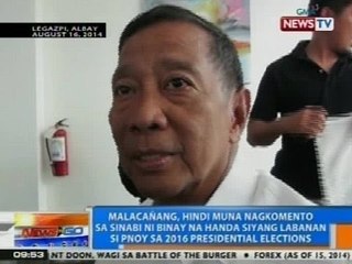 NTG: Malacañang, hindi muna nagkomento sa sinabi ni Binay na handa siyang labanan si PNoy sa 2016