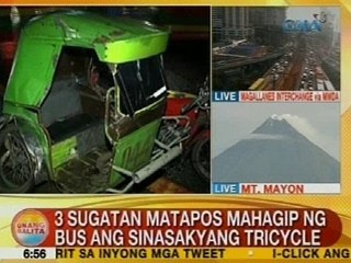 UB: 3 sugatan matapos mahagip ng bus ang isang tricycle sa EDSA-Aurora Blvd.