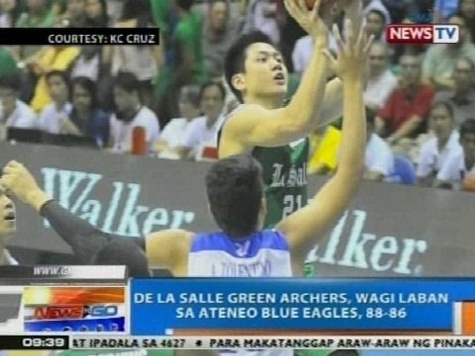 NTG: DLSU Green Archers, wagi vs. Ateneo Blue Eagles sa score na 88-86