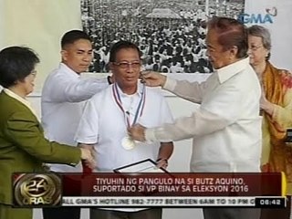 24Oras: Tiyuhin ng Pangulo na si Butz Aquino, suportado si VP Binay sa Eleksyon 2016