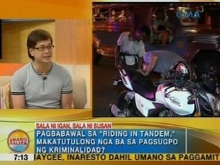 UB: Pagbabawal sa 'riding in tandem,' makatutulong nga ba sa pagsugpo ng kriminalidad?
