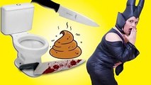 Maleficent Eats and Poop a Knife w/ Spiderman SuperHero Real Life