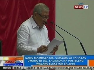 NTG: Ilang mambabatas, umalma sa pahayag ni Lacierda na posibleng walang eleksyon sa 2016