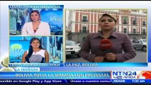 Empleados de la Central Obrera protestan en Bolivia por sentencia del Tribunal Constitucional que pondría en peligro su