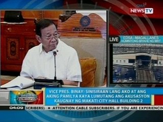 BP: Vice Pres. Binay: Sinisiraan lang ako at ang aking pamilya