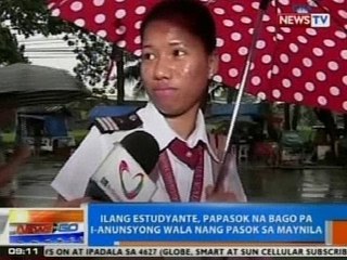 NTG: Ilang estudyante, papasok na bago pa i-anunsyong wala nang pasok sa Maynila