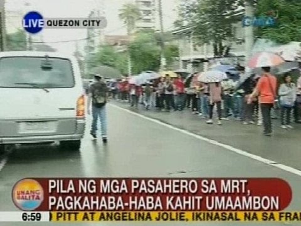 UB: Pila ng mga pasahero sa MRT, pagkahaba-haba kahit umaabon