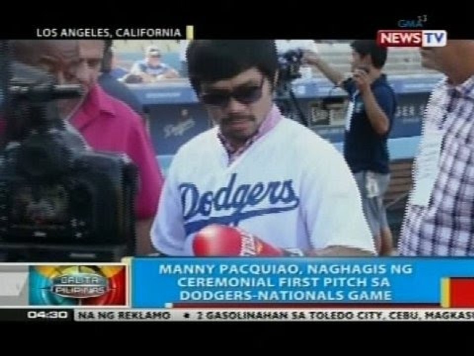 Manny Pacquiao, naghagis ng ceremonial first pitch sa Dodgers-Nationals Game sa California