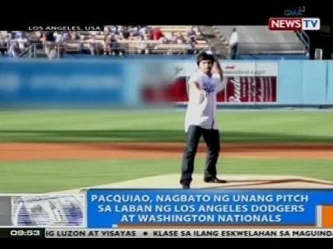 NTG: Pacquiao, nagbato ng unang pitch sa laban ng Los Angeles Dodgers at Washington Nationals