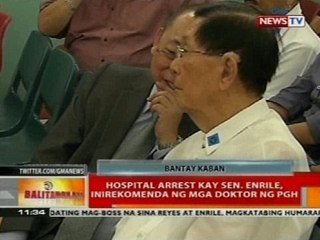BT: Hospital arrest kay Sen. Enrile, inirekomenda ng mga doktor ng PGH